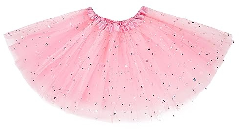 Century Star Sparkle Light Pink Tutu for Toddler Girls Tulle Ballet Skirts Princess Tutus for Baby Kids Infant 3 Layers Halloween Christmas Dress up Birthday Party Festival 2-8 Years