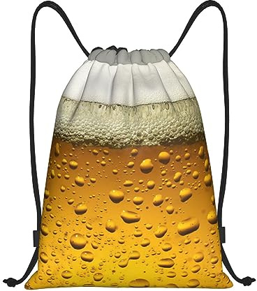 Xzeit Bier-Tapeten-Beutel mit Kordelzug, wasserdicht, Sporttasche, Kordelzug, Rucksack, Turnbeutel für Sport, Reisen, Schwarz , S