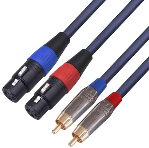 Yumiwoow Cavo audio HiFi da doppio XLR femmina a doppio RCA maschio, cavo audio HiFi da 2 XLR femmina a 2 RCA maschio, cavo OFC 4N, per microfono mixer amplificatore, 1 m