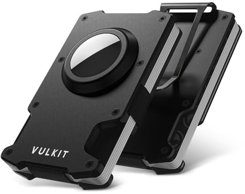 VULKIT Kreditkortshållare med pengarklämma Smal metallplånbok i aluminium med Airtag-hållare RFID-spärrande korthållarplånbok för män