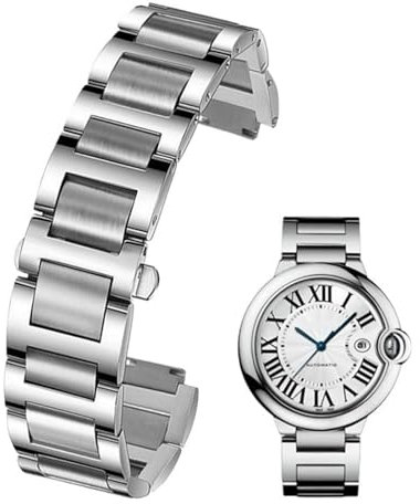 dayeer Edelstahl-Lug-End-Armband für Cartier W6920046 Ballon Bleu-Serie Damen-Herren-Armband (Color : Silver Gold, Size : 22-14mm)