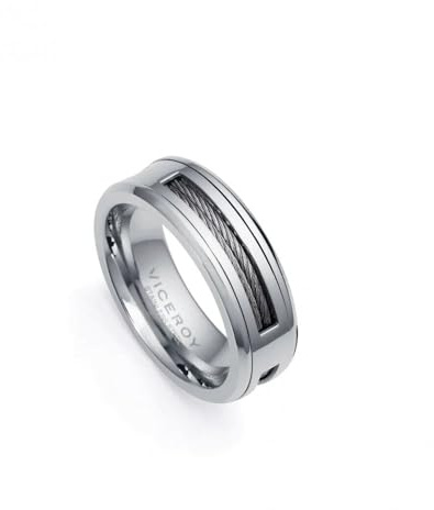 Viceroy Fashion 14066A02200, Anillo de Acero para Hombre con Cable Doble, Estilo Magnum, Marca tu Personalidad - Talla 22, Color Negro