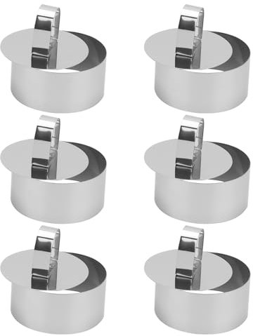 NAMYEUT Lot de 6 Anneaux à Mousse en Acier Inoxydable, 8 cm Mini Anneaux à Dessert, Anneau à Tarte, Anneau à gâteau, Anneaux à pâtisserie, Moule à gâteau en Mousse en Acier Inoxydable