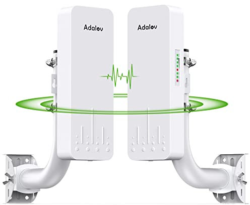 AdaLov Ponte Wireless, 5.8GHz 3KM Punto-Punto da CPE660 Bridge Wireless Esterno, Antenna High Gain 14dBi e Staffe per Palo, IP65 Impermeabile,Estende la Rete a Dipendenze/Negozio/Fienile/Garage