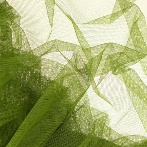 Tüll/Soft Mash UWE - leicht dehnbar - Meterware - für Bekleidung & Deko - Breite 150 cm - Soft und hochwertig (Olivgrün)