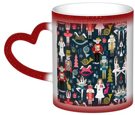 Tasses à changement de couleur personnalisées, sensibles à la chaleur, tasse à café, cadeaux uniques, casse-noisette, danse de Noël