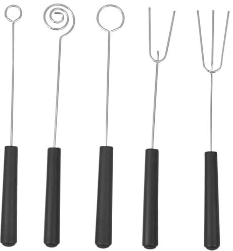 VANZACK Set Di 5 Forchette Per Cioccolato in Acciaio Inossidabile 304, Gadget Da Cucina Per Barbecue Domestico, Impugnatura Ergonomica, Multifunzione Per Frutta e Dolci