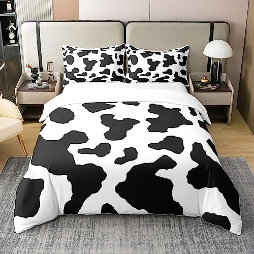 Homemissing Modèle de Vache Housse de Couette 100% Coton 200x200cm Vache Parure de lit 100% Coton Enfants Garçons Filles Ados décoration de décoration Occidentale Literie Set Literie Ensemble Zip