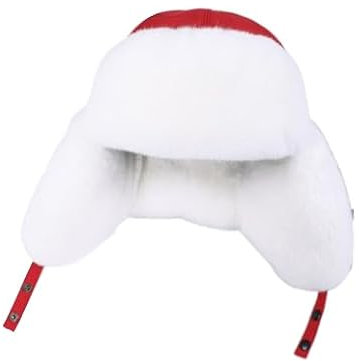 bomhys Russische Mütze Kunstpelzmütze Für Damen, Pelz, Russische Uschanka, Trappermütze, Winter, Dicke Warme Ohren, Bomber-Trooper-Mütze, Weiß, Einheitsgröße