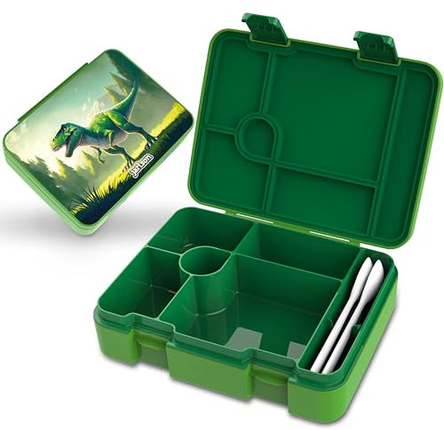 Jarlson® Brotdose Kinder mit Fächern | Lunchbox BPA frei | Bento Box auslaufsicher | Snackbox | Jausenbox für Kindergarten und Schule | inkl. Besteck - 1400 ml | LUMI (Extra Groß)