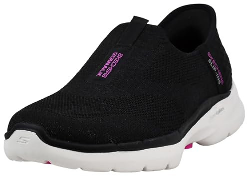 Skechers, Scarpe da ginnastica da donna slip-on Go Walk 6-Fabulous View, nero/rosa acceso., 41 EU