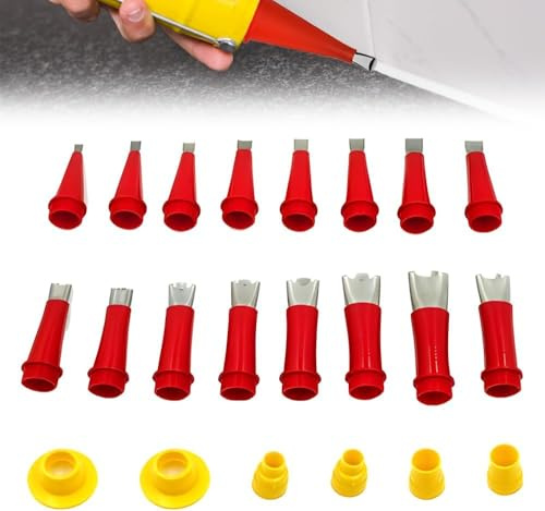 22-Piece Caulking Tool Set, Rubber Nozzle Attachments, Simple Caulking Finisher Nozzles, Extension Nozzles, Caulking Tips
