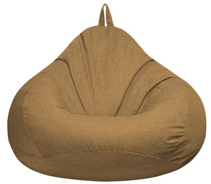 Odot Sitzsack, Monochrom Sitzsack Bezug, Sitzsack Bezug Ohne Füllung, Komfortabler Abnehmbarer Bean Bag, Outdoor Sitzsack für Indoor Outdoor Living Room Decor (Braun,XL(100 * 120cm))
