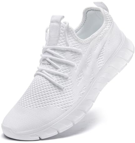 VGPSFN Sneakers Uomo Scarpe Running Corsa Ginnastica Camminata Casual Jogging Trekking Tennis Outdoor Fitness Sportive Palestra Scarpe da Lavoro Comode Leggere Traspiranti Bianco 42