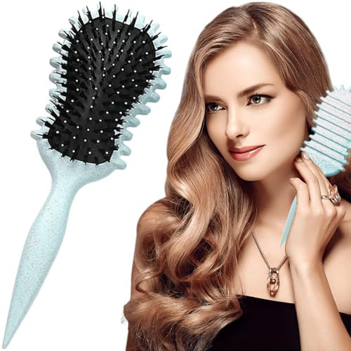 Yueser Cepillo Curly, Bounce Curl Brush, Cepillo para Rizos, Curl Defining Brush, Cepillo Pelo Rizado, Dar Forma y DefinirRizos para Mujeres y Hombres (27cm, Azul)