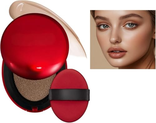 Red Cushion Foundation Texture légère, fini semi-mat portable pendant 72 heures, couvrance modulable, protection solaire, résistant à l'eau, fond de teint clair Red+Shell+Air se concentre sur