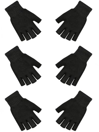 SLIUGLOVEUN 3 Pairs Fingerless Gloves Women Men Teens