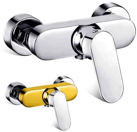 Plstod Miscelatore Doccia, Miscelatore Doccia Esterno, Monocomando Rubinetteria Bagno, Tutto Rame Rubinetto Vasca da Bagno switch, 1/2 Uscita per Acqua Fredda e Calda