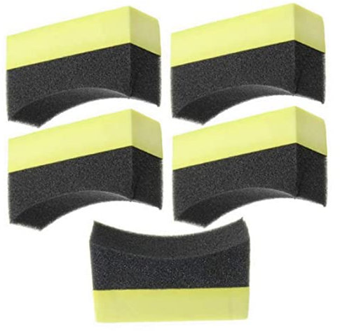 Aplicador de abrillantador de neumáticos, esponja para detallado de automóviles, herramienta de limpieza de espuma curva, 5 piezas, esponja de espuma para automóvil, aplicador de abrillantador de