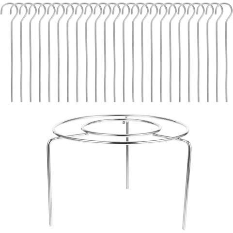 IMIKEYA Soporte para Brochetas de Acero Inoxidable para Barbacoa y Freidora de Aire, Diseño Redondo para Uso Seguro y Versátil en Reuniones Familiares y Cocina