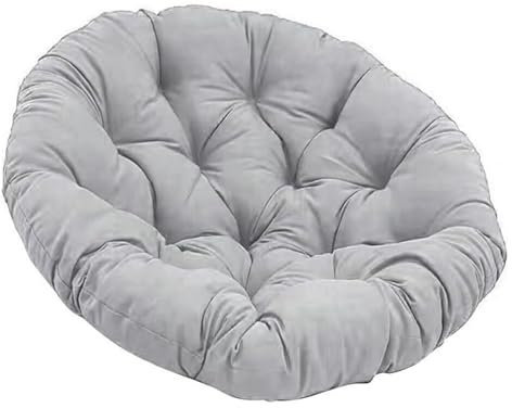 Rattan Steel Bowl Chair Weatherproof Outdoor Armchair with Cushion Rotary Design for Garden Furniture Set Fluffy Gray Size 40x40cm