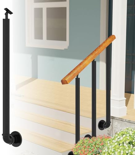 Kit di ringhiera per scale con montaggio laterale regolabile, corrimano in ferro battuto resistente per gradini sicuri interni ed esterni, perfetto per l'ingresso di villa loft