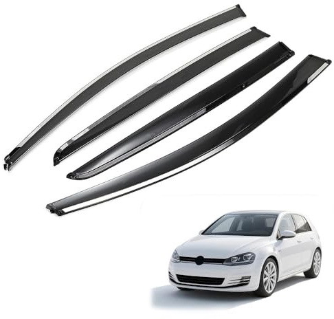 Alvorox windabweiser autofenster passend für Volkwagen Golf 6 GTI 5-Türer MK6 2009-2013, Autofenster Regenschutz 4-teiliges Set (Chrome)