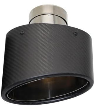 Cola De Escape Coche,Cola De Escape Punta de Escape Universal de Fibra de Carbono Mate for Coche, Boquilla Decorativa Ovalada de Acero Inoxidable Plateado de 150 mm, Izquierda y Derecha(Right 60MM)