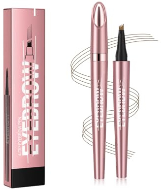 Sikweny 2 Pièces Crayon Sourcil Waterproof Avec 4 TêTes Pinceau Fourchues Crayon Sourcils Maquillage RéSistant à L'Eau Transpiration Eyebrow Pencil 3D pour CréEr Sourcils Naturels (Marron Clair)