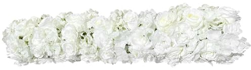 QUIOTUIR Guirlande Fleurs Artificielles en Tissu de Soie et Coton Perlé Dahlia+Rose+Hortensia 100x25cm Fausse Fleur pour Hôtels, Mariages, Fêtes, Arches, Tables, Célébrations