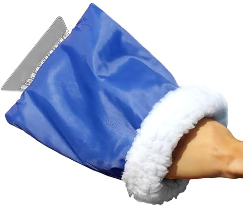 Gazocua Grattoir À Glace avec Gants, Doublure Chauffante, Raclette Pare Brise - Isolé pour Protection Contre Le Froid, Nettoyer sans Rayer | pour Vitres Gelées Conducteurs 16.5x26.5cm