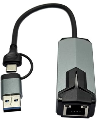 Limtula Convertidor USB C a RJ45 de 5 Gbps, adaptador de Internet de alta velocidad, compacto, construcción de aluminio, compatibilidad universal de dispositivos, adaptador USB tipo C Gigabit Ethernet