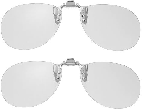 sourcing map 2 gafas polarizadas 3D con clip, marcos de gafas circulares pasivas para ver películas realD, teatro, juegos, TV, proyector de fotos (clip de metal)