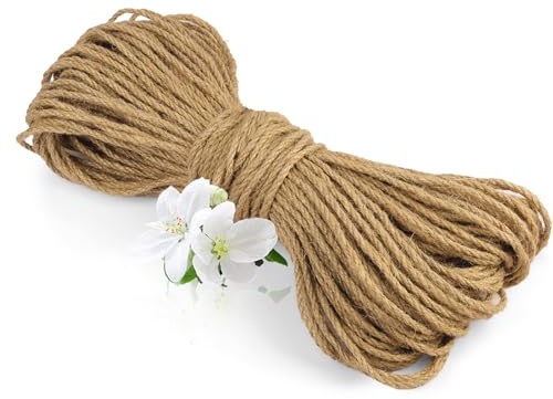 vsshe Natur Juteschnur Kordel, Juteseil 4mm x 50M, Garten Kordel Juteschnur Reißfest, Sisal Seil für Katzen, Starkes Naturfaser Hanfseil für Kratzbaum, Garten, DIY, Dekoration, Bündeln und Camping