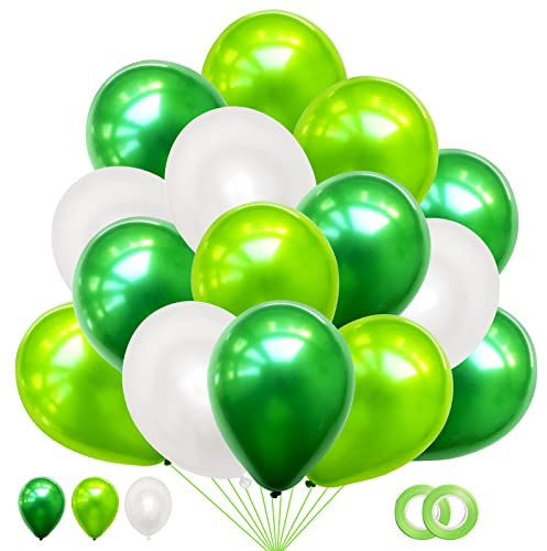 Luftballons Grün Weiß Hell-Grüne, 60 Stück Helium Luftballons Grüne, Grün Latex Ballons, 12 Zoll Dschungel Partyballon Deko fur Konfirmation Hochzeit Safari Geburtstag Jungen Kinder Baby Shower