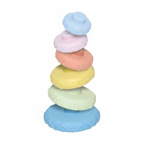 predolo Children Bath Stacker Infant Bathtub Floating Boat Stackable Blocks Soft Vinyl Color Matching Early Coordination Discovery Suitable for Bathing Child , Soft Stacking Toy 6PCS