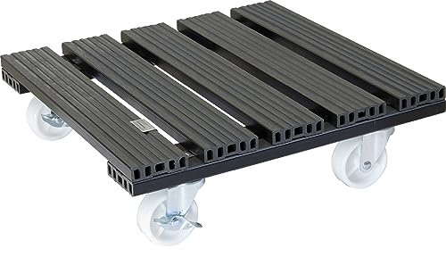 WAGNER Soporte con Ruedas para Plantas WPC 38,5 x 38,5 x 11 cm I Carrito para Flores para Uso Exterior + Interior I Wood Plastic Composite FSC®, Antracita I Carga máxima 120 kg - 20054001