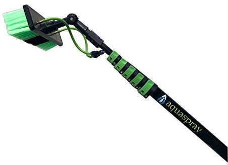 Equip2clean Aquaspray Window Cleaner 30ft Telescopic Window Cleaning Pole | Water Fed Extendable Aluminium Pole with Brush Head & Dual Jets | Window Cleaner Tool for High Windows Solar Panels