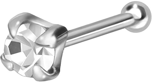 PIERCINGLINE 925er STERLING SILBER Nasenpiercing RUNDER KRISTALL Piercing Nase Stecker kristallklar
