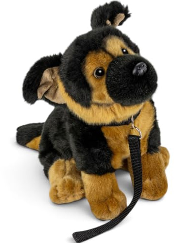 Carl Dick Peluche Chien de Berger Assis avec Laisse de Chien, 25cm 3498