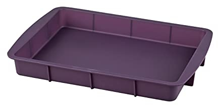 Acan Tradineur - Fuente para horno rectangular de silicona, bandeja para horno, color violeta, 4 x 32.5 x 23 cm