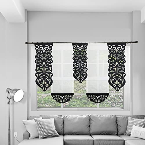 TOP Fertig-Gardine aus Voile Top Design Schöne Küche-Gardine mit Kräuselband AG52 Modern (Muster 3)