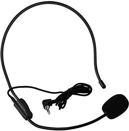 Micro Casque, Microphone à Condensateur Filaire Monté sur la Tête, Mini Micro Mains Libres Portable avec Prise Jack 3,5 Mm et Perche Filaire Flexible pour les Présentations de Haut-parleurs avec Ampli