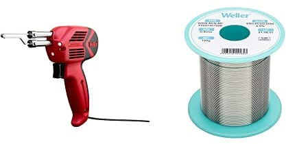 Weller WLG940023G 140W/100W Soldering Gun with WSW SCN M1 (T0051401399) Lead Free Solder Wire, Ø 0.8mm, Alloy Sn99.3Cu0.6Ni0.05, Flux Content 3.5%, 100g