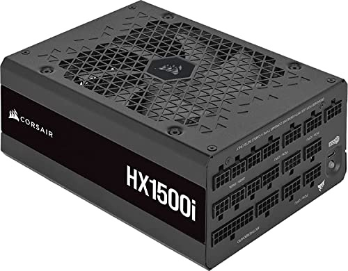 Corsair HX1500i - Fuente de alimentación Digital ATX de Ruido Ultra bajo Totalmente Modular (Tres Conectores EPS12V, Ventilador de rodamiento dinámico Fluido de 140 mm, Modo Cero RPM, eficiencia