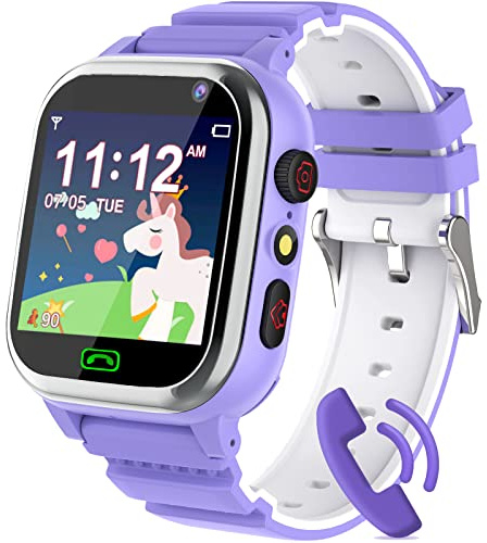 Kids Smartwatch - Volymjustering av Smartwatch för barn, 26 spel, stegräknare, musik, kamera, väckarklocka, ficklampa, presenter för barnklockor för pojkar och flickor 4-12 år (Purple)
