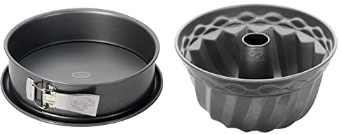 Dr. Oetker 2607 Oetker Springform Ø 28 cm, auslaufsichere Kuchenform & 2604 Gugelhupfform Ø 24 cm, Backform für Gugelhupf, runde Bundform aus Stahl mit keramisch verstärkter Antihaft-Beschichtung