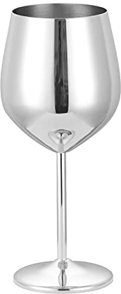 BestAlice Lot de 2 verres à vin en acier inoxydable à longue tige en métal incassable, verres à vin élégants, parfaits pour le vin rouge et blanc (argenté)