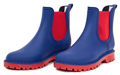 Livsstil Ankelboots för Kvinnor, Korta Wellington Stövlar, Chelsea Stövlar, Ankelstövlar med Extra Kaps Actifresh Innersulor, Regnstövlar, Tillverkade i Italien (37 - Kungsblå/Röd)