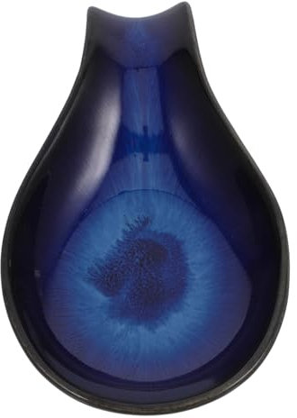 COLLBATH Repose-cuillère Céramique Polyvalent Plat à Sauce Lavable Pour Condiment Support De Cuillère Décoratif Bleu Adapté Cuisine Et Aux Salades